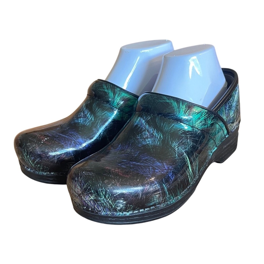 Dansko Women Rainbow abstract Clog 38/8 Leather Slip On Nurse Vet Professional